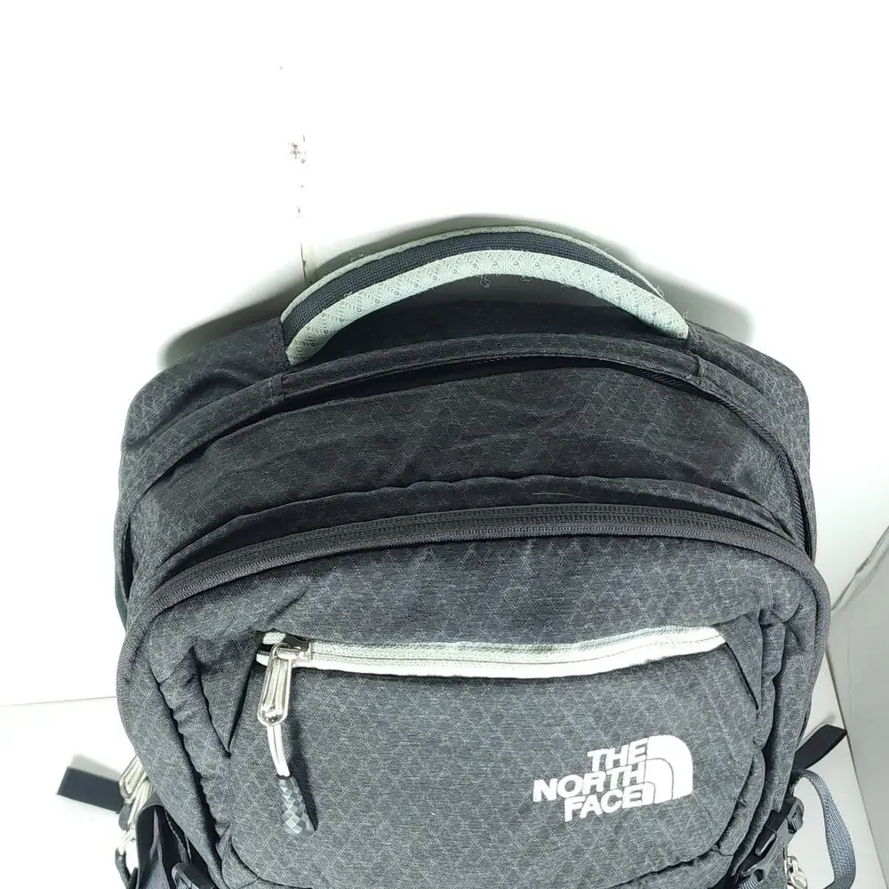 The North Face Recon Gray Blue Padded School Laptop Hiking Outdoor Backpack